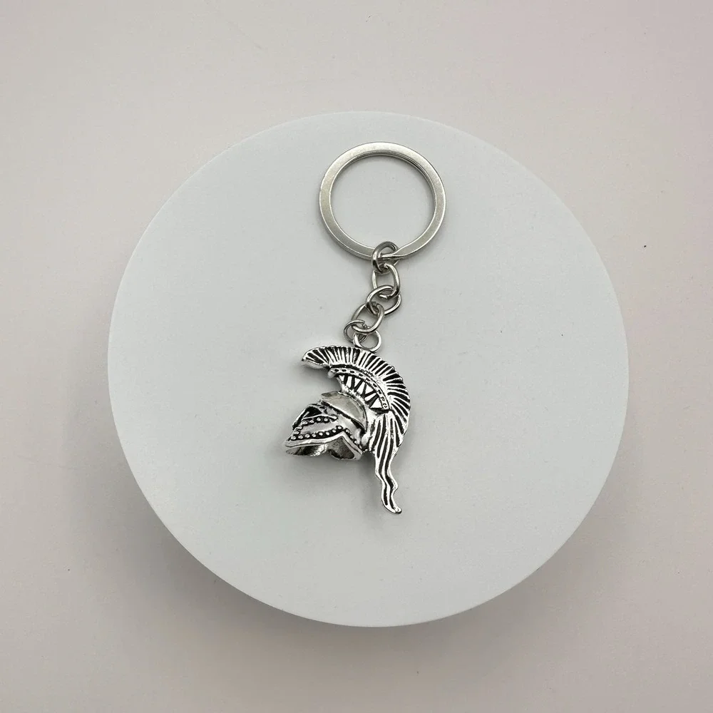 Vintage 90s‎ Silver Tone Spartan Warrior Helmet Keychain Greek Gladiator Jewelry